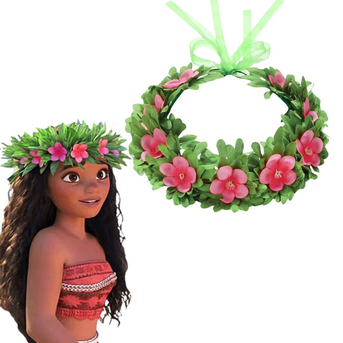 GENERICO - Corona Diadema de Flores Moana Vestido Moana Disfraz