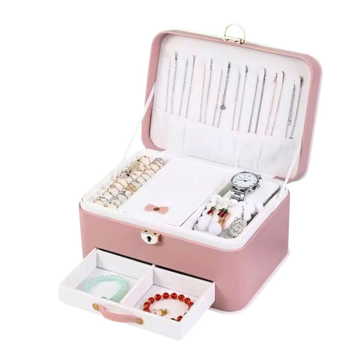 GENERICO - Caja De Joyero con  Almacenamiento De Aretes de 2 Niveles