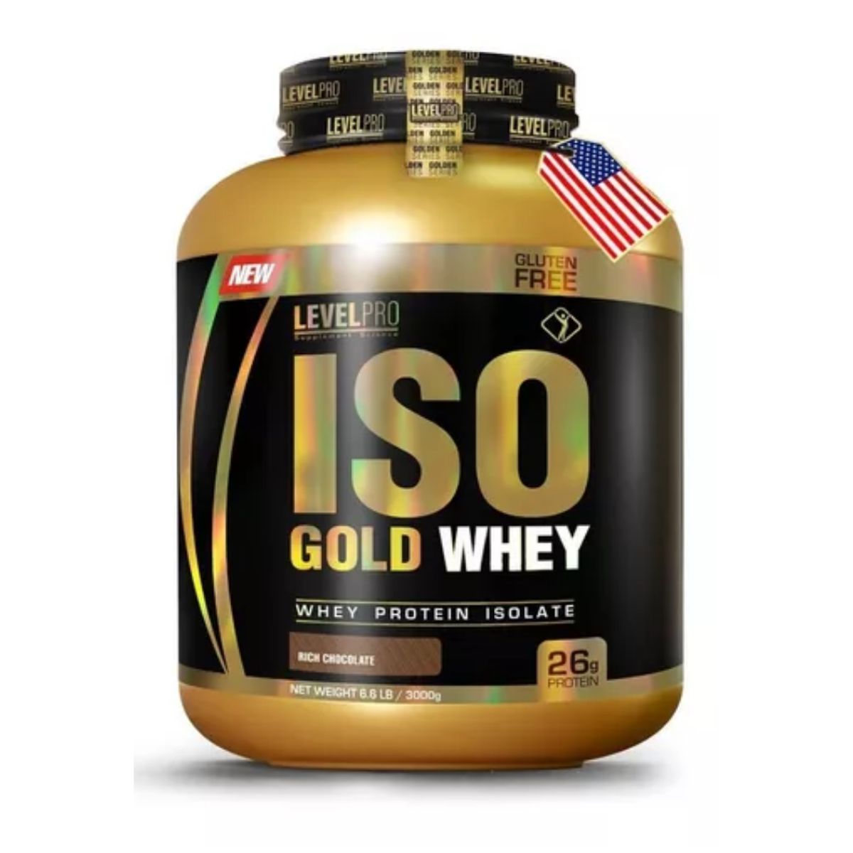 LEVEL PRO - PROTEÍNA ISO GOLD WHEY 3KG CHOCOLATE + 3 XB