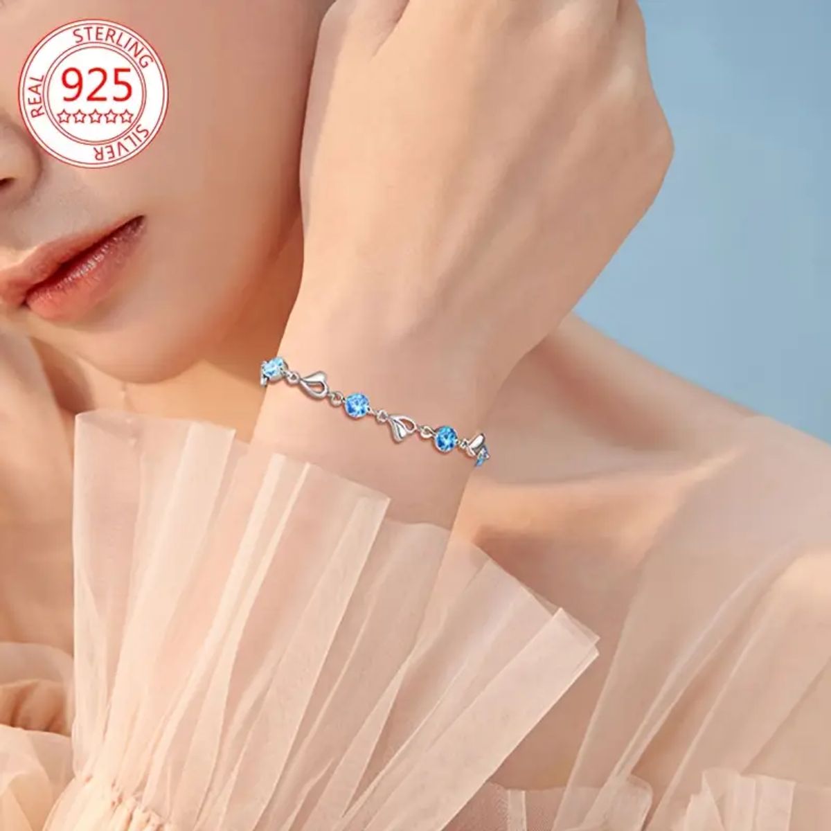 SIN ETIQUETAS - PULSERA DE CORAZÓN CON CIRCONITA CÚBICA BRILLANTE PLATA ESTERLINA 925