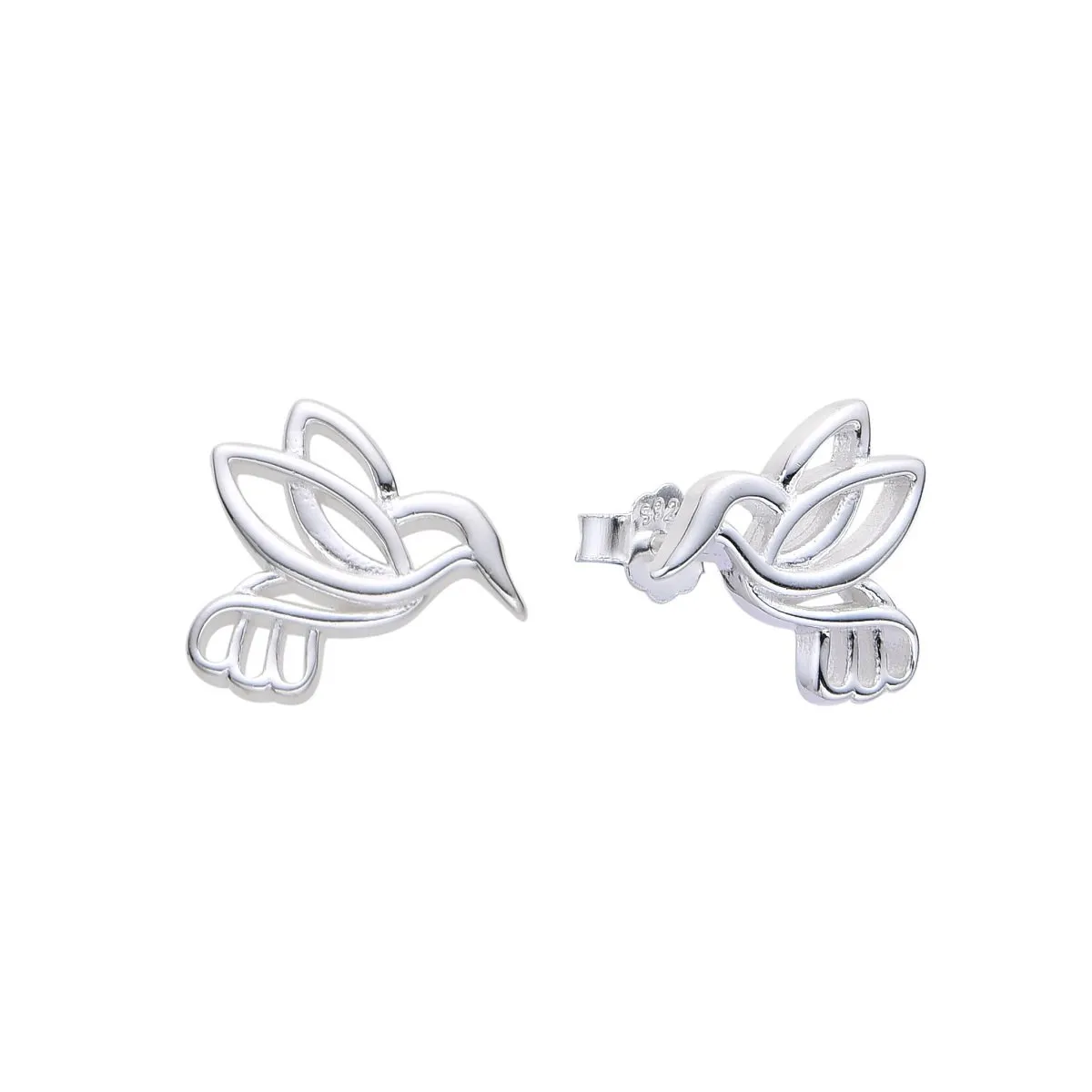 ESPIRAL ROJO - Aretes Colibrí - Plata