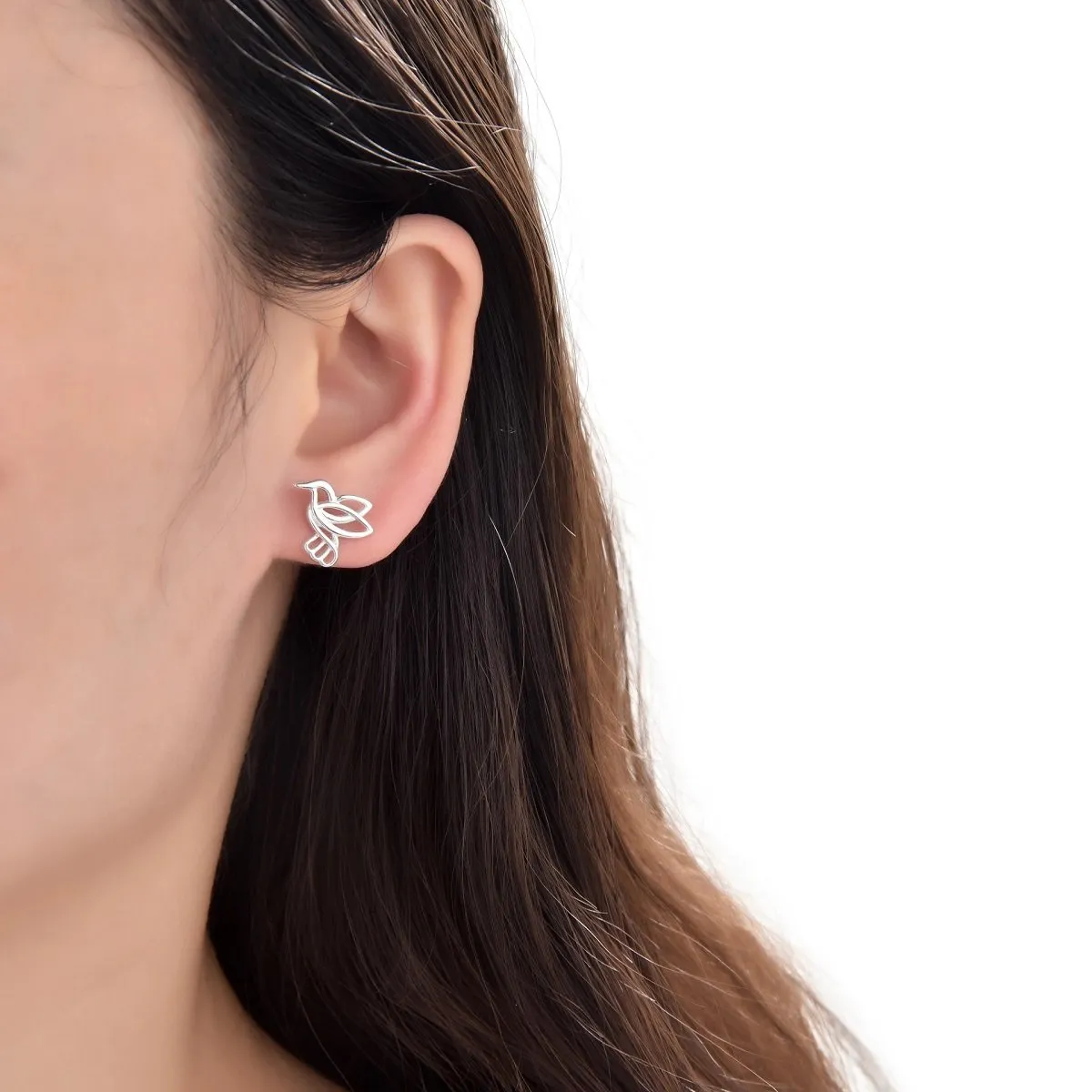 ESPIRAL ROJO - Aretes Colibrí - Plata