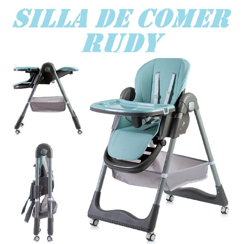 EBABY - Nueva silla de comer Rudy Regulable Ebaby -Celeste