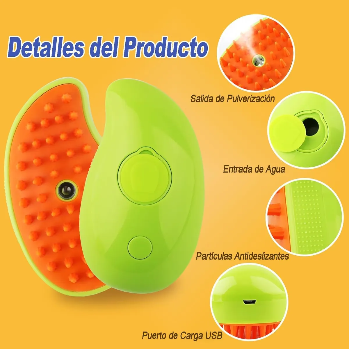 GENERICO - Cepillo Peine a Vapor 3 en 1 de Gatos Recargable + cable Usb