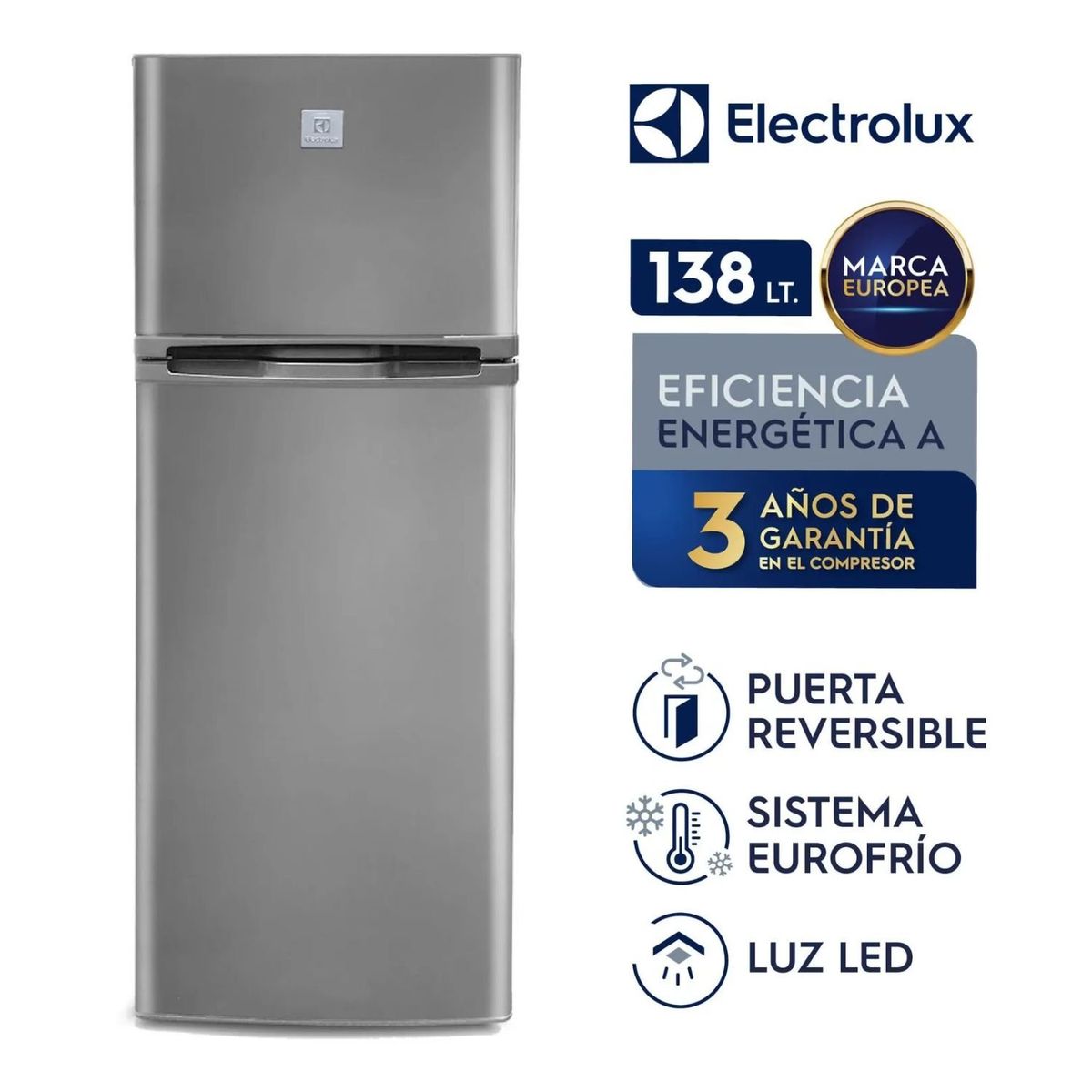 ELECTROLUX - Refrigeradora Electrolux 138 Litros Top Freezer ERT18G2HNI - Plomo