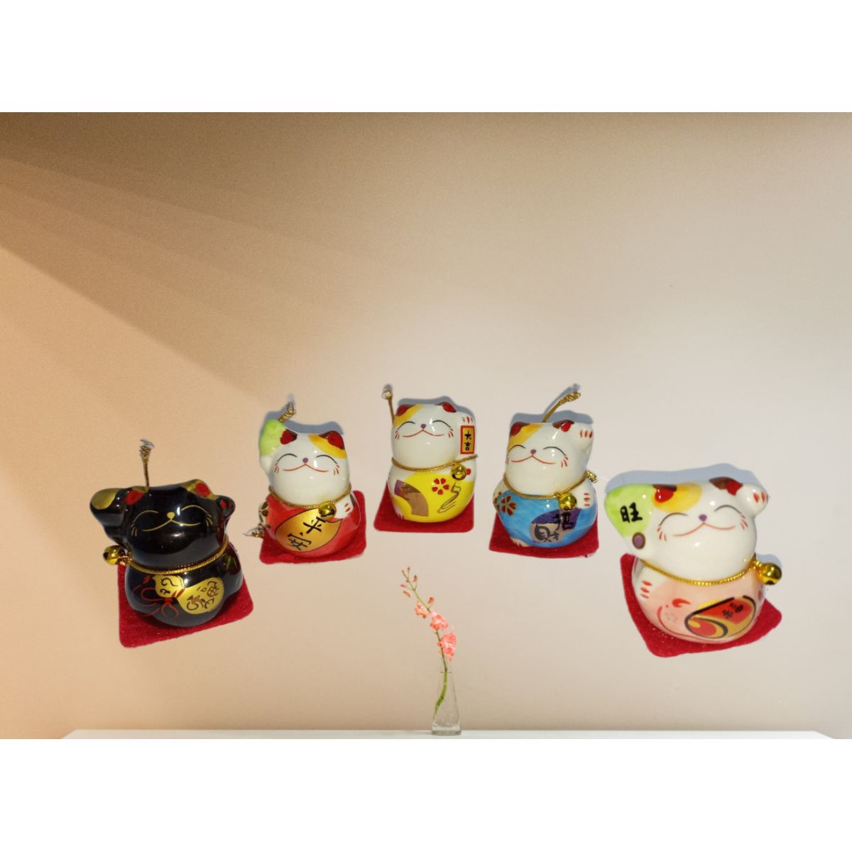 GENERICO - 5 ADORNOS DE GATO CHINO DECORATIVOS DIFERENTES DESEOS