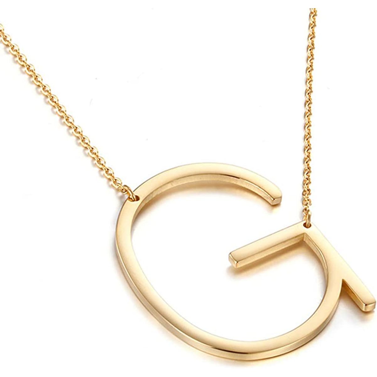 GENERICO - Collar con inicial en acero inoxidable G