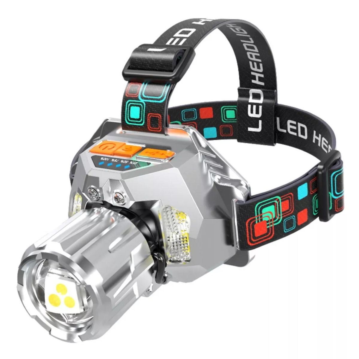 GENERICO - Linterna de cabeza recargable zoom luz roja azul amarilla y blanca