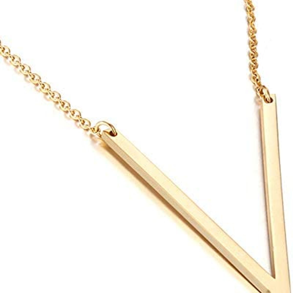 GENERICO - Collar con inicial en acero inoxidable V