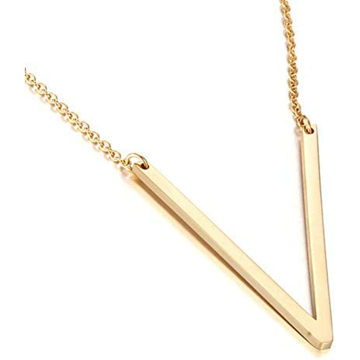 GENERICO - Collar con inicial en acero inoxidable V