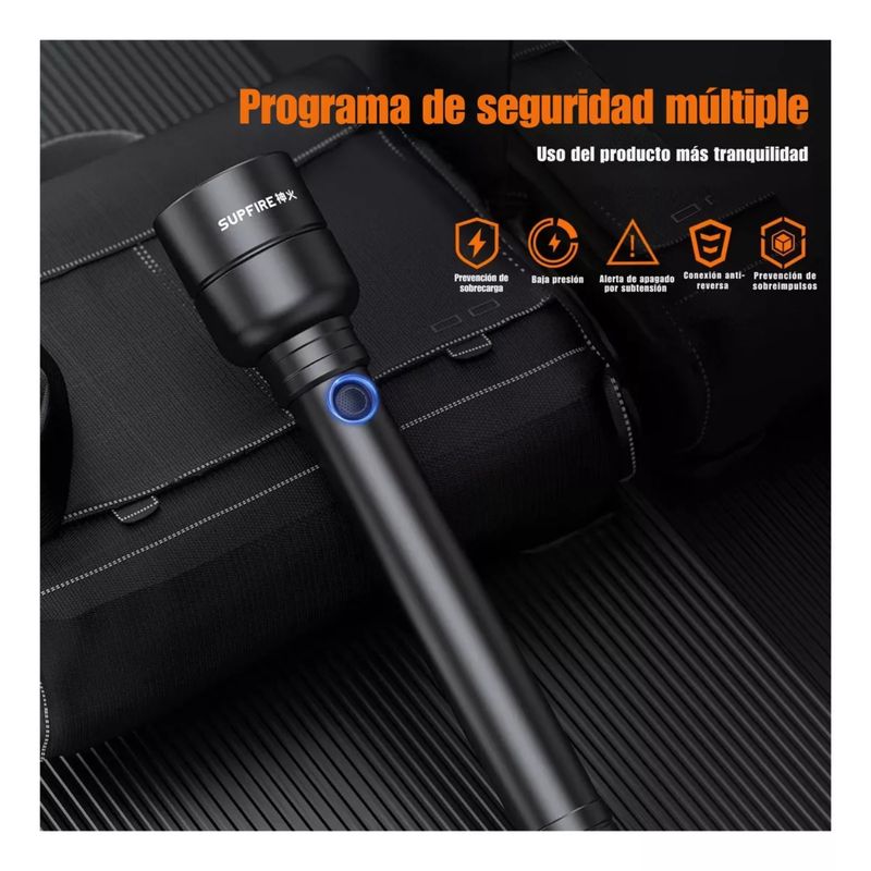 OEM - SUPERFIRE Y16 Linterna LED Recargable 20W, 2000 lm, 8000mAh