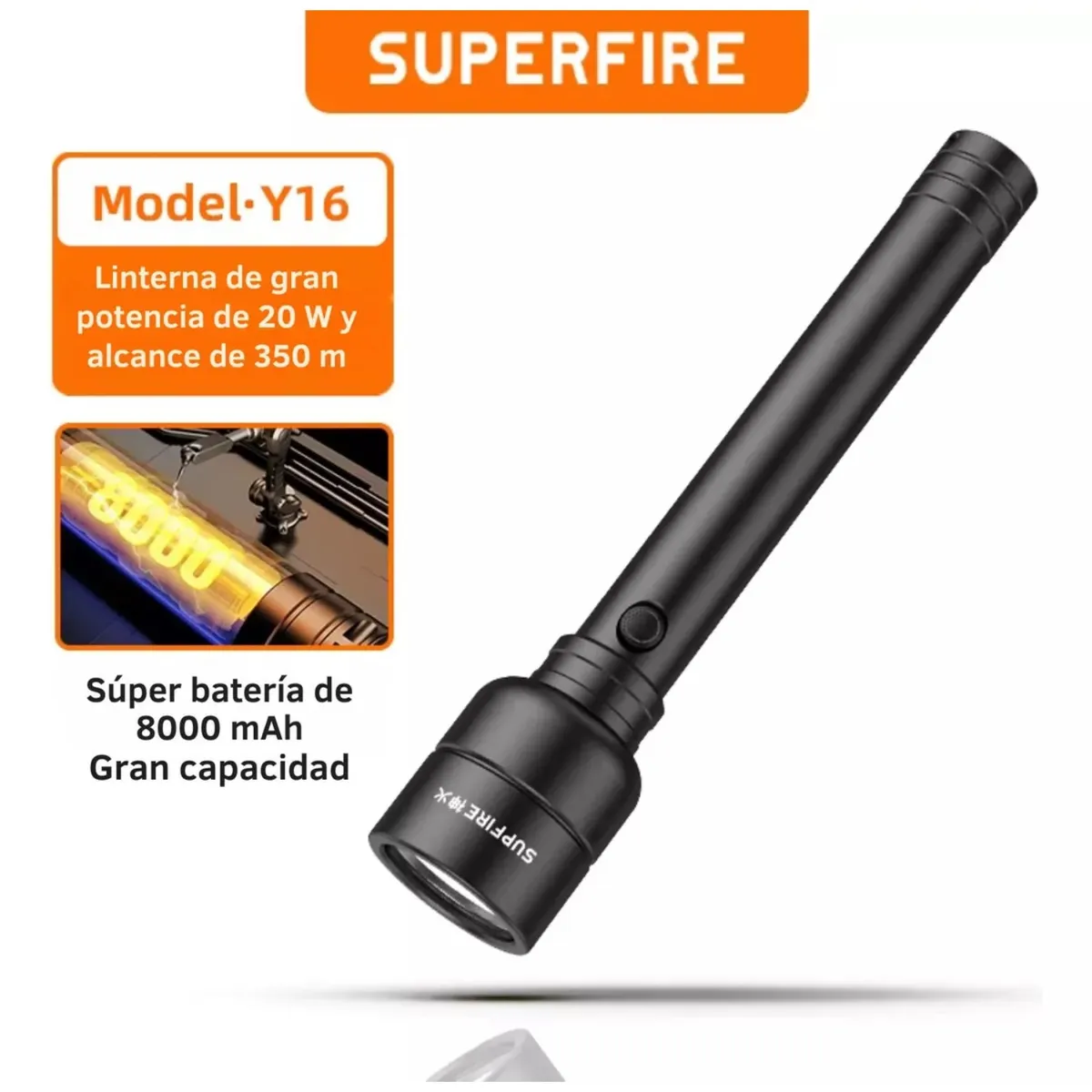 OEM - Linterna Led Recargable Alta Potencia 2000 Lm Profesional