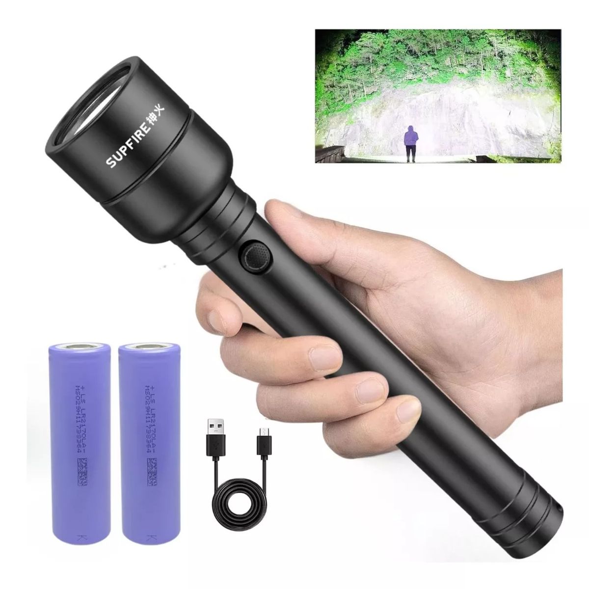 OEM - Linterna Led Recargable Alta Potencia 2000 Lm Profesional