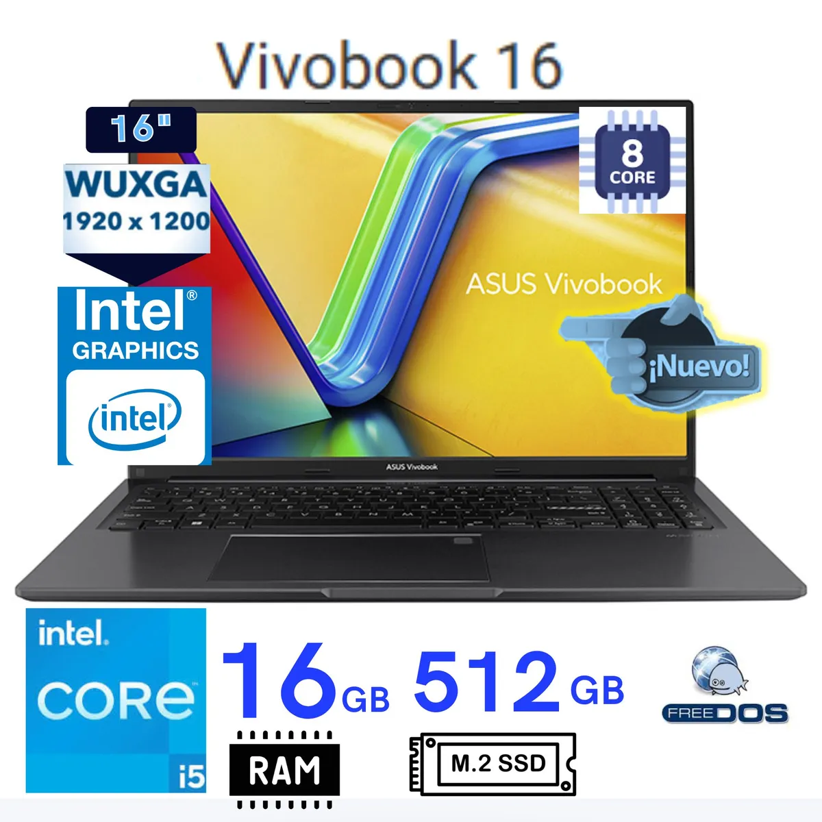 ASUS - Laptop ASUS,VIVOBOOK 16 ,intel Core i5 13va Gen, Ram 16GB, SSD 512 MB, 16"FHD  , FreeDos