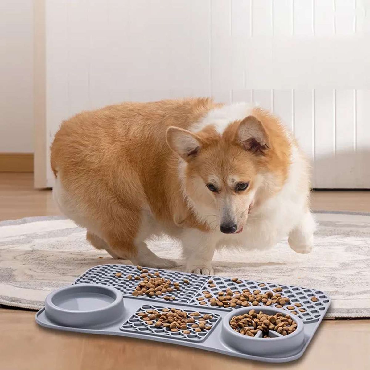 AMICATS - Lick Mat Comedero Lento para Perros y Gatos - GRIS