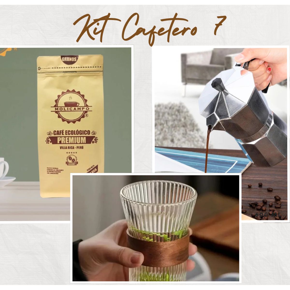 GENERICO - Kit cafetero 7  Moka - taza  - café