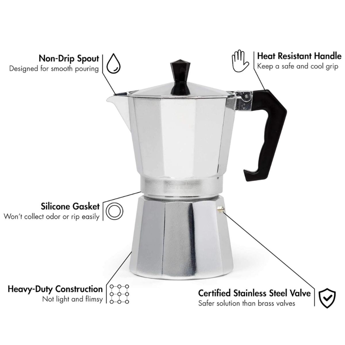 GENERICO - Kit cafetero 7  Moka - taza  - café