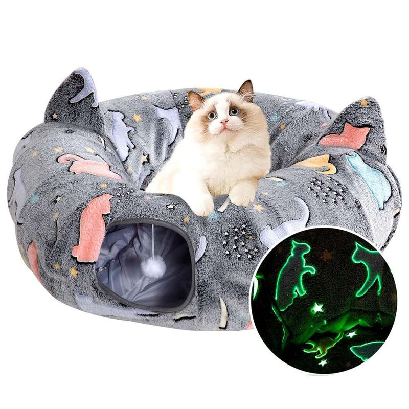 AMICATS - Cama Túnel para Gatos con Cogín
