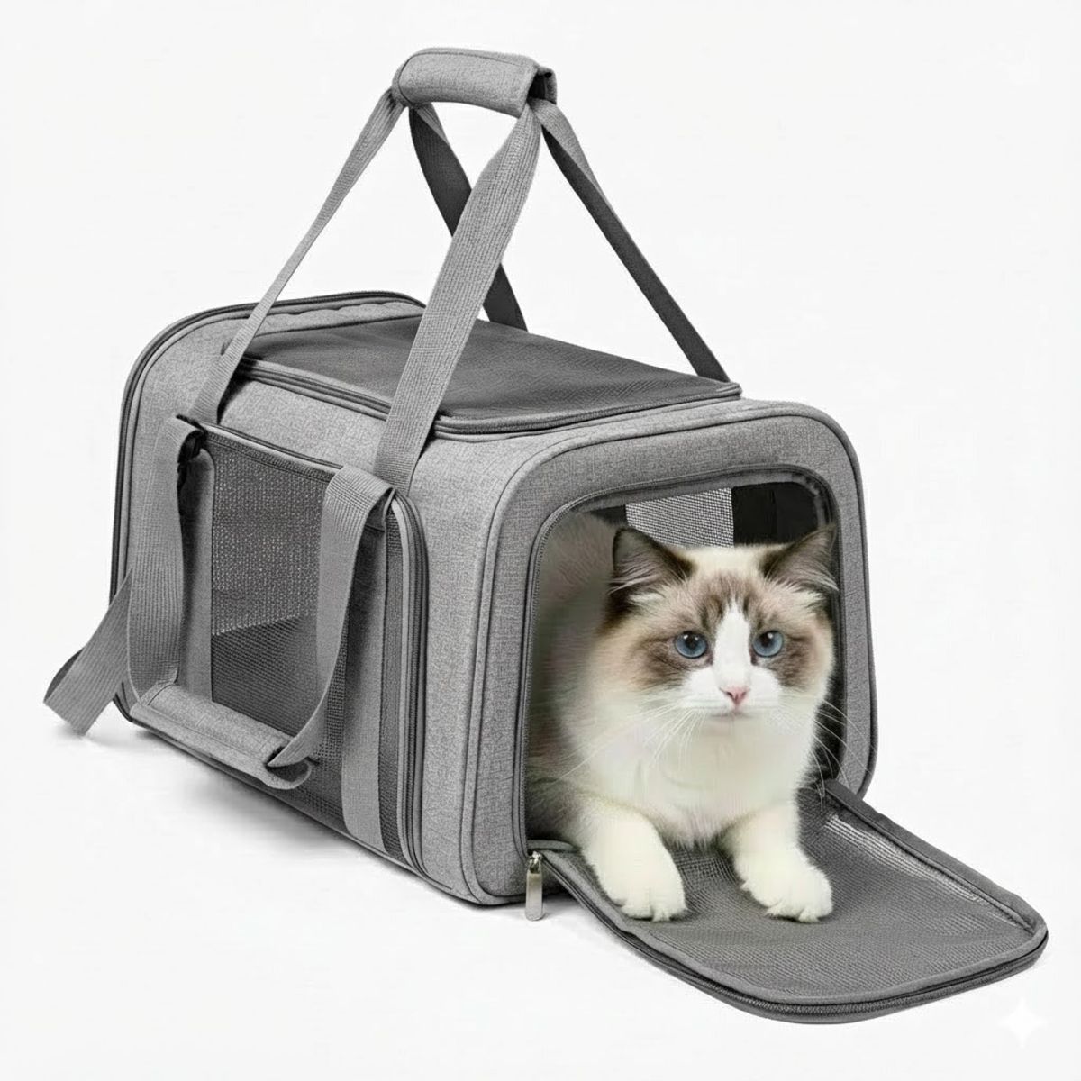 AMICATS - Transportador de Mascotas Gatos y Perros Maletin Gris