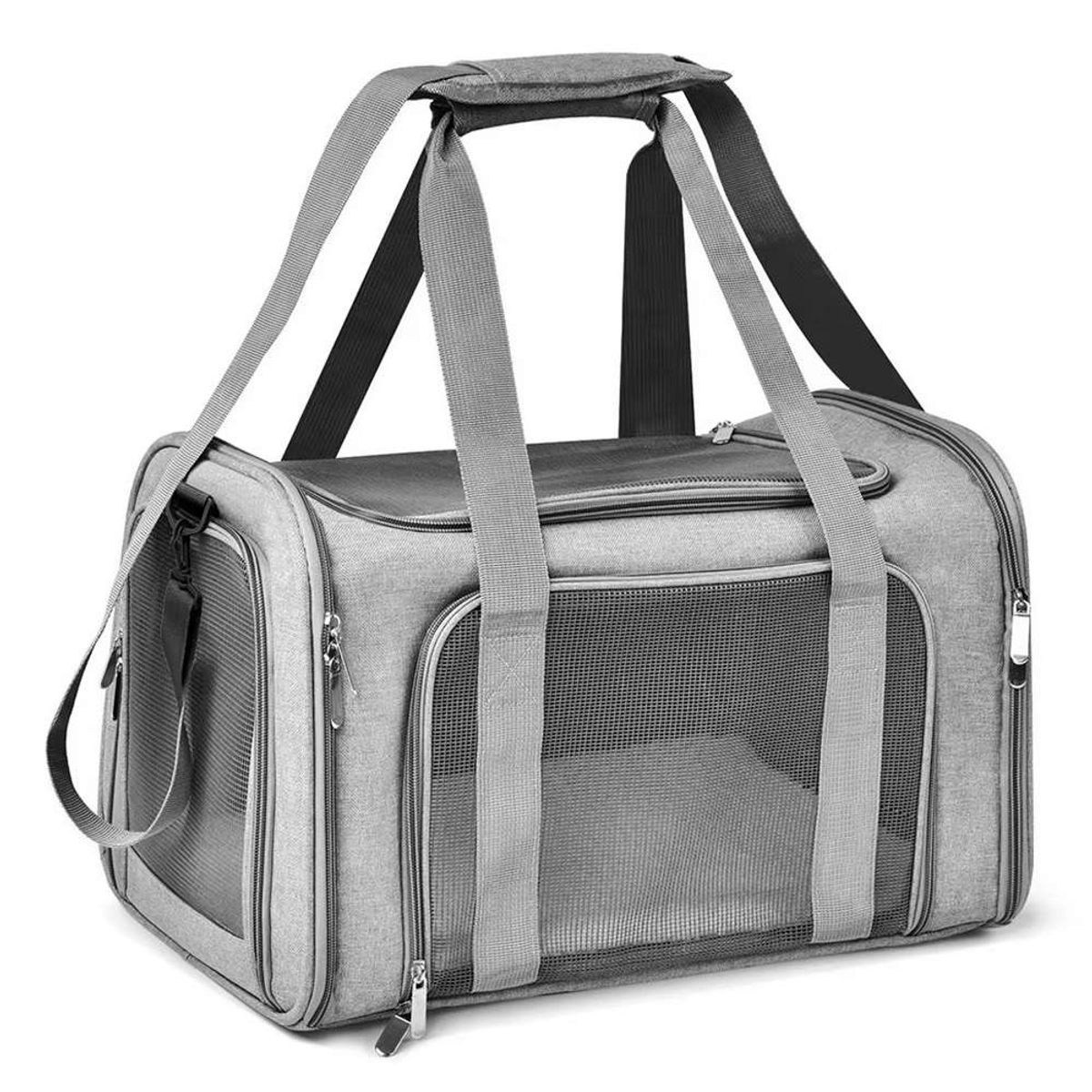 AMICATS - Transportador de Mascotas Gatos y Perros Maletin Gris