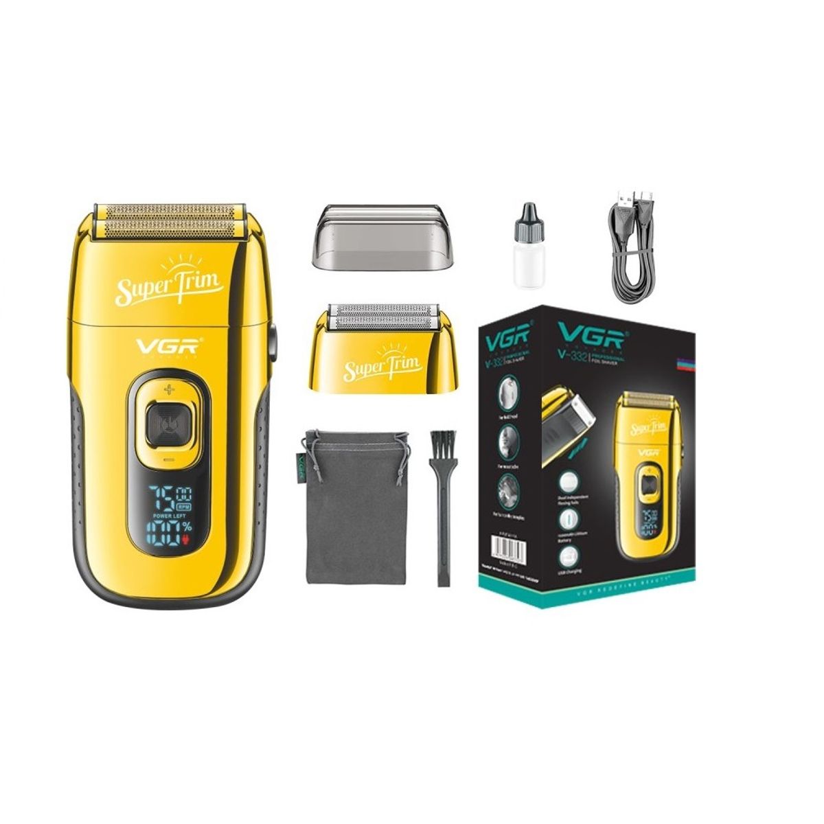 PREMIUM - Afeitadora Eléctrica Hombre Trimmer Barba 2en1 Usb Vgr V-332