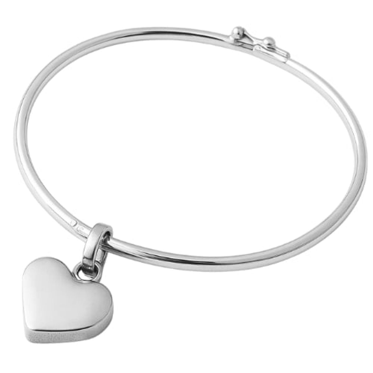 GENERICO - Puñera Pulsera Bangle con Corazón Mujer Plata