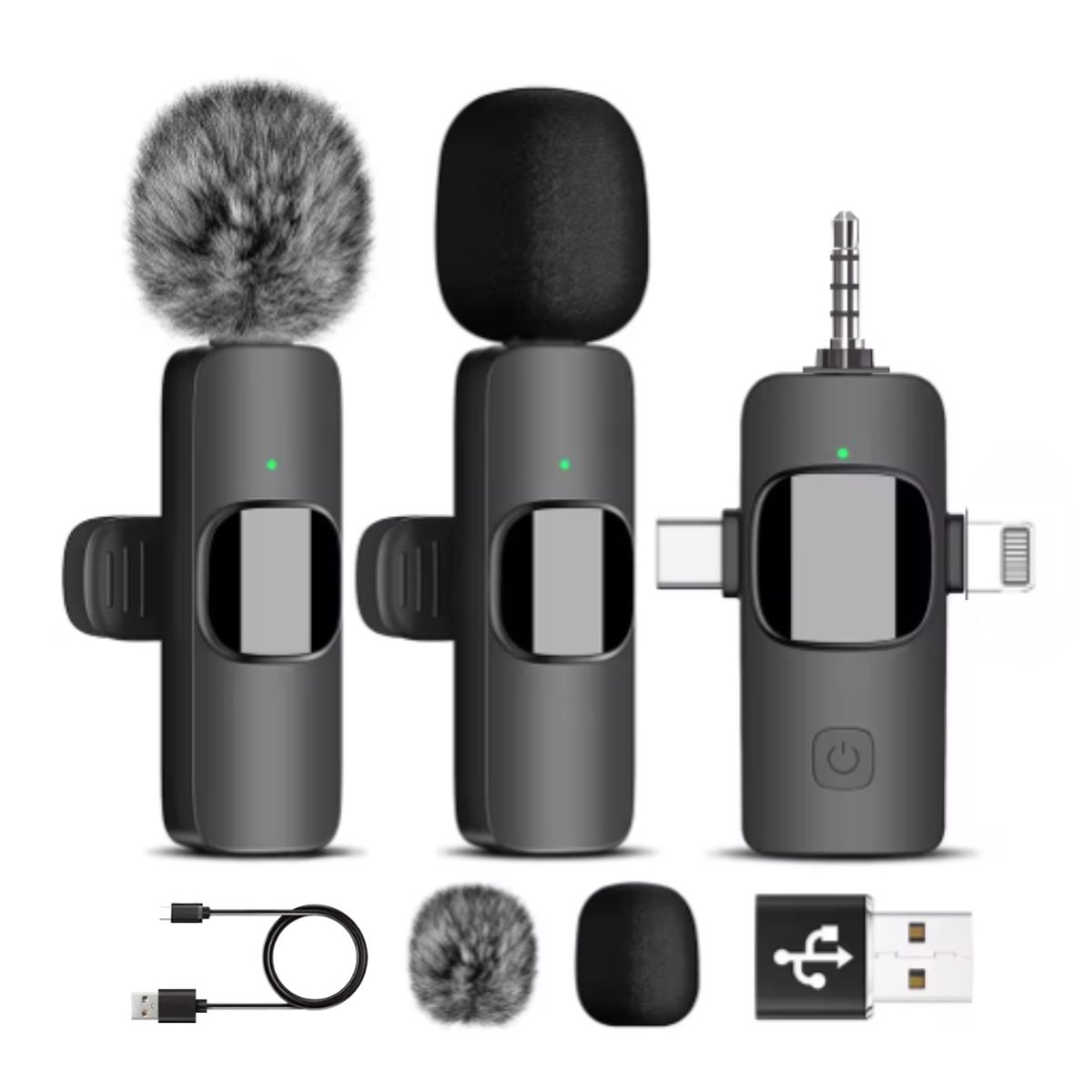 GENERICO - Micrófono Inalámbrico Solapero 4 En 1 compatible con Iphone Tipo C