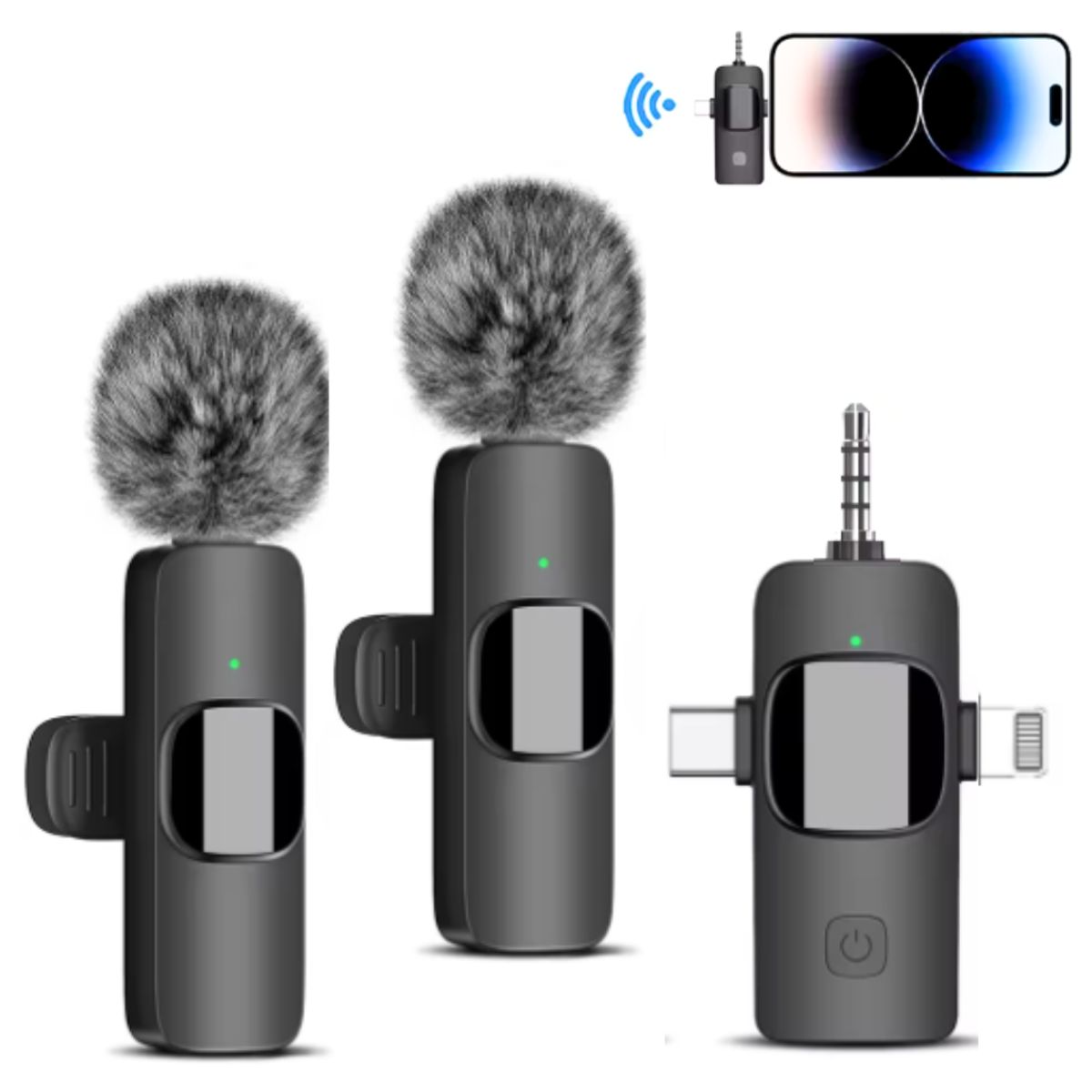 GENERICO - Micrófono Inalámbrico Solapero 4 En 1 compatible con Iphone Tipo C