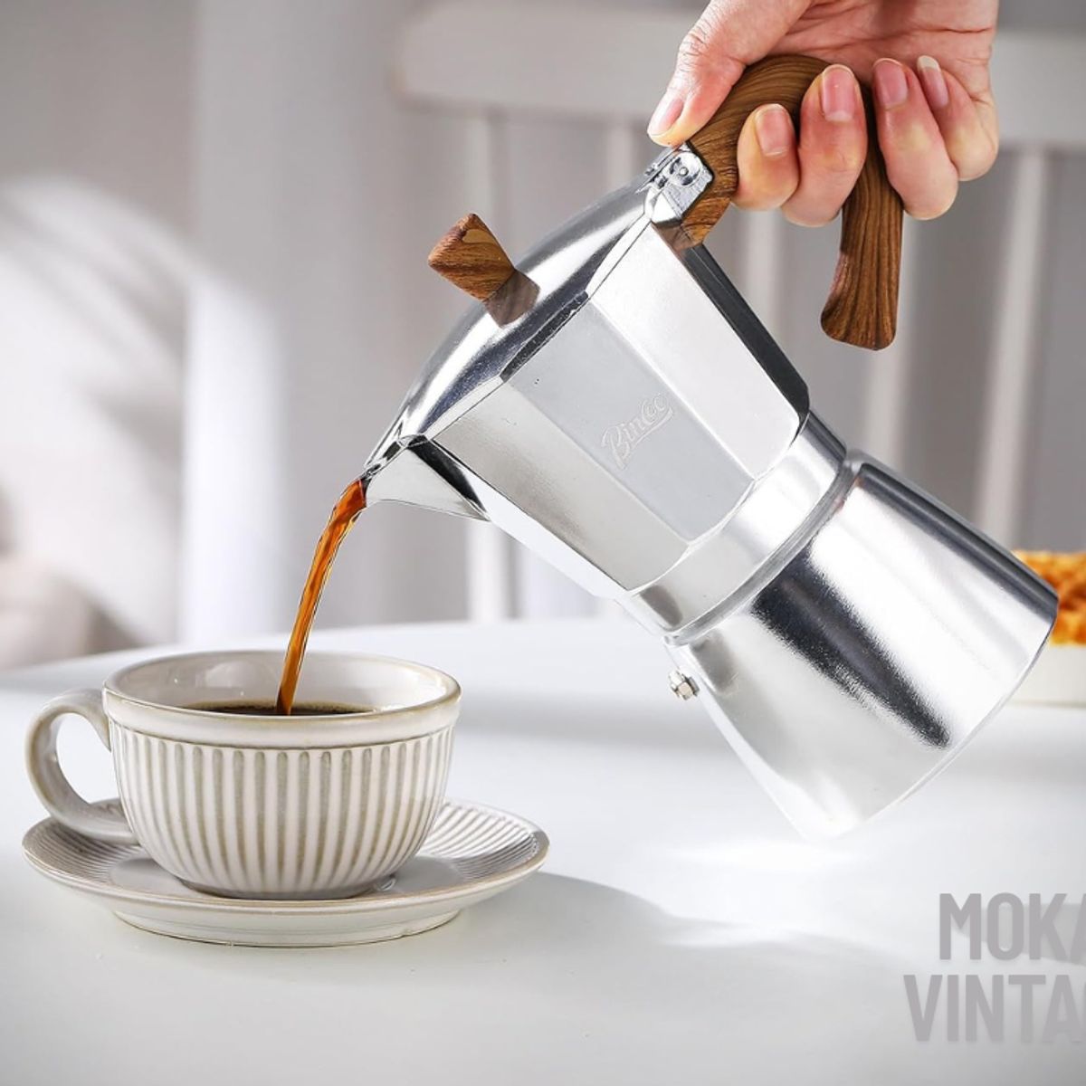 GENERICO - Cafetera italiana vintage plateado  6 tz