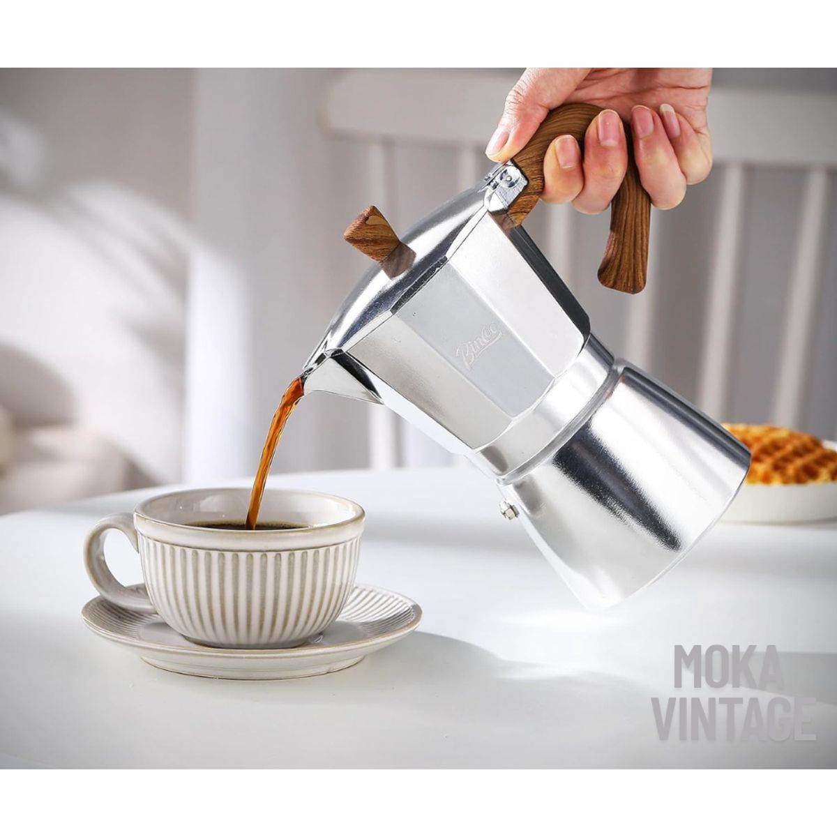 GENERICO - Cafetera italiana vintage plateado  6 tz