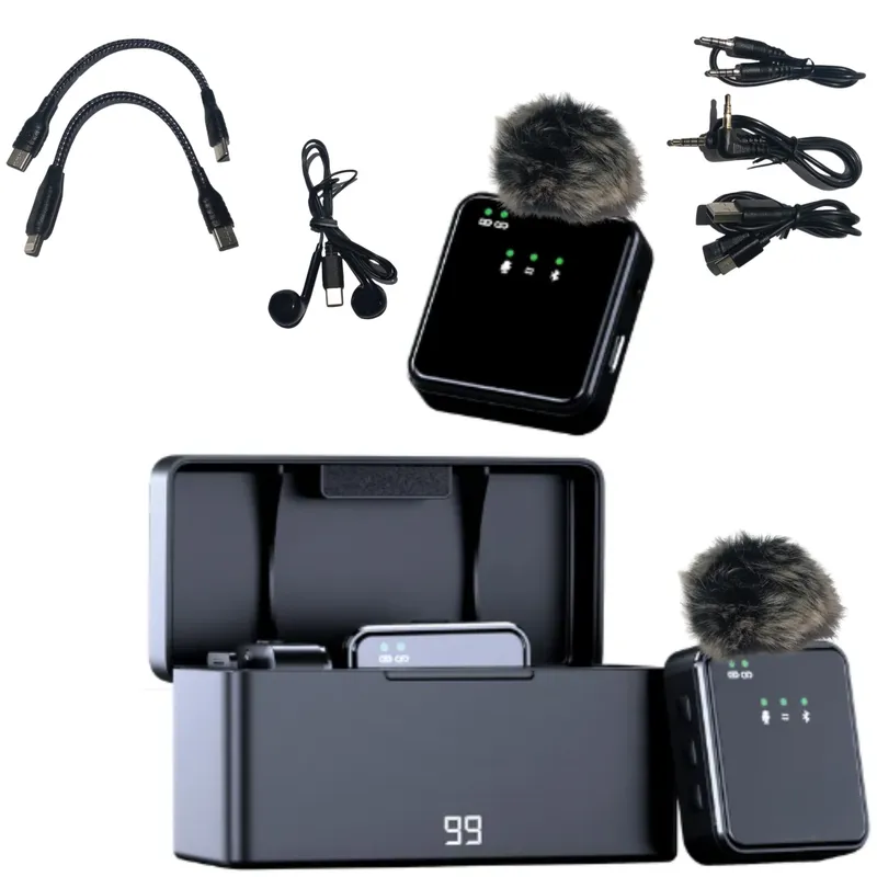 GENERICO - Micrófonos Inalámbricos Solapa Recargables Dual 4 En 1 Sx63