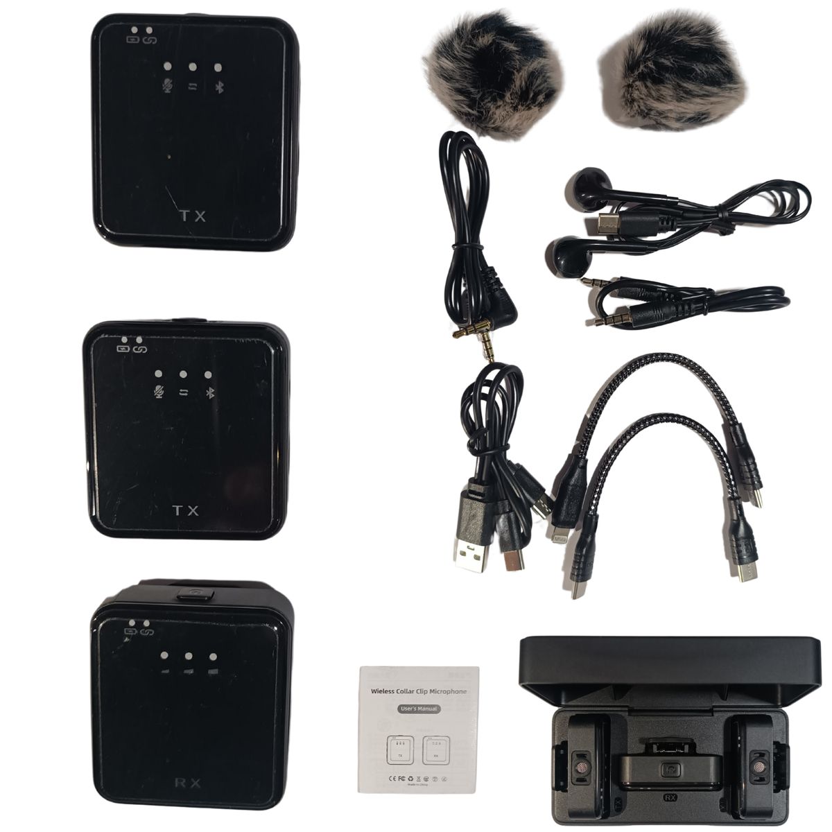 GENERICO - Micrófonos Inalámbricos Solapa Recargables Dual 4 En 1 Sx63