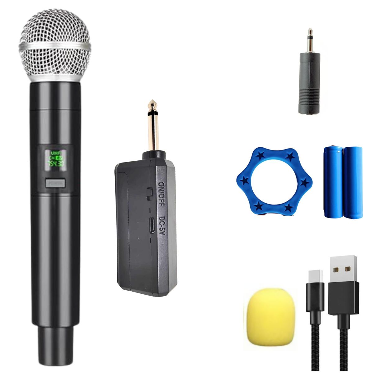 SEISA - Micrófono Inalámbricos Recargables Karaoke Wireless UHF GE5-1