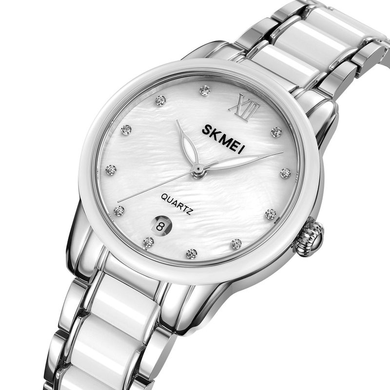 SKMEI - RELOJ SKMEI 2175 PLATEADO CORREA CERAMICA PARA DAMA