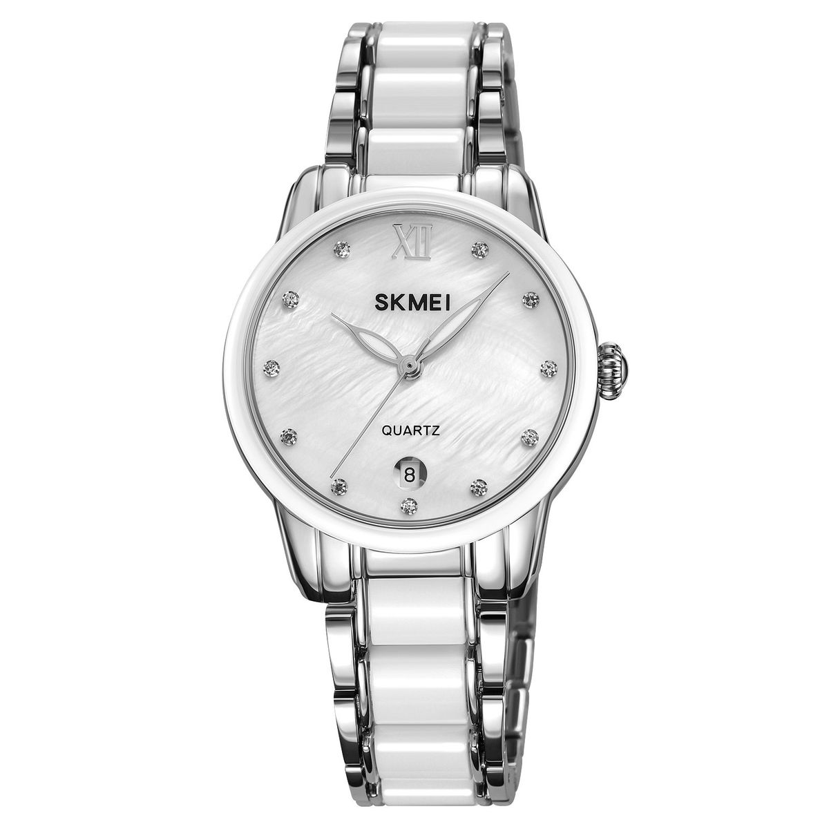 SKMEI - RELOJ SKMEI 2175 PLATEADO CORREA CERAMICA PARA DAMA