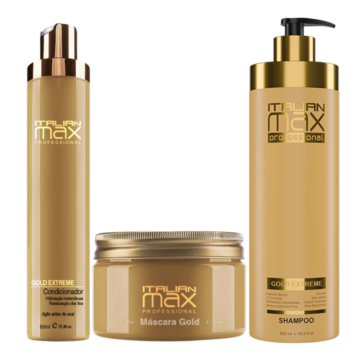 GENERICO - ITALIAN MAX - Gold Extreme Shampoo 500ML + Acondicionador 300ML + Mask