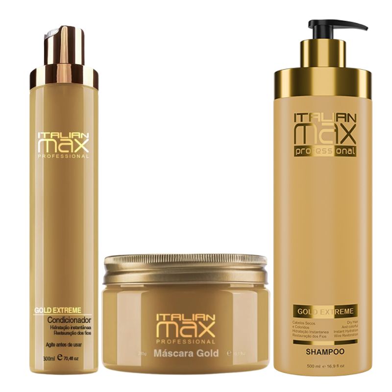 GENERICO - ITALIAN MAX - Gold Extreme Shampoo 500ML + Acondicionador 300ML + Mask