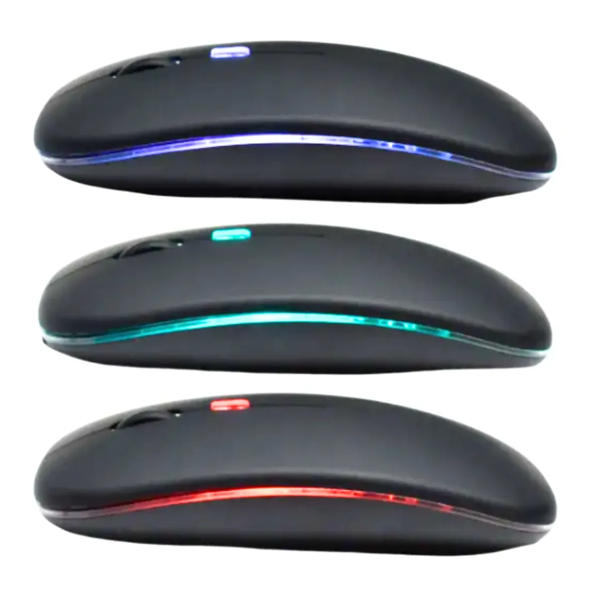 GENERICO - Mouse Inalámbrico Recargable Dual Bluetooth y USB 24G RGB NEGRO