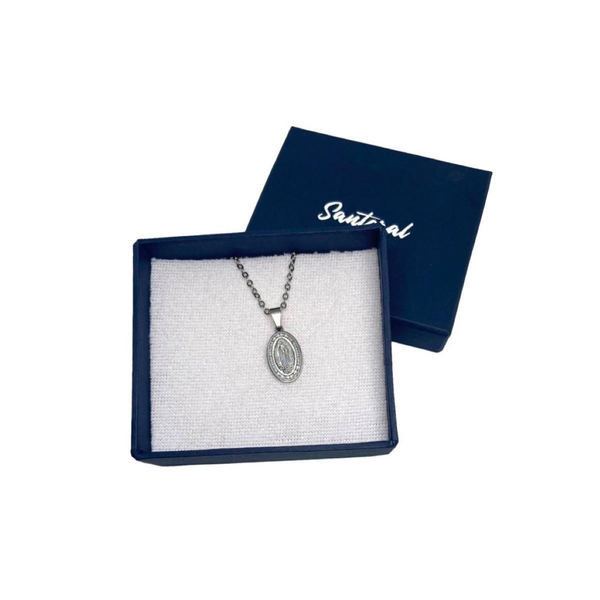 SANTORAL - Dije Virgen de Guadalupe y Cadena - Acero
