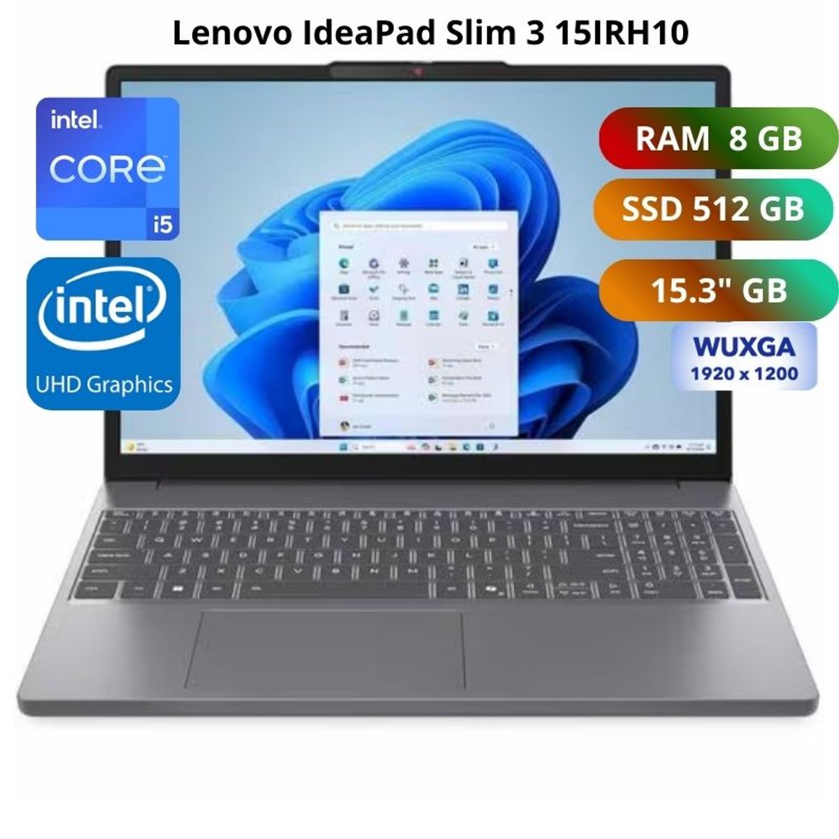 LENOVO - Laptop Lenovo,IDEAPAD SLIM 3 15IRH10 ,intel Core i5 13va Gen, Ram 8GB, SSD 512, 15.3" WUXGA,