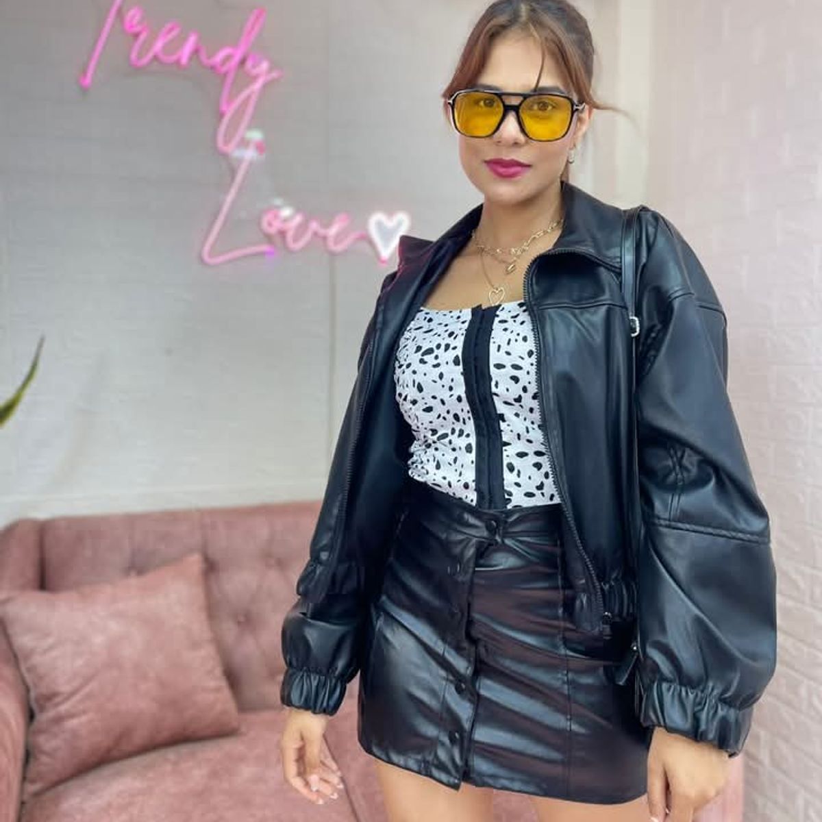 GENERICO - BOMBER JACKET OVERSIZE CUERINA PARA MUJER