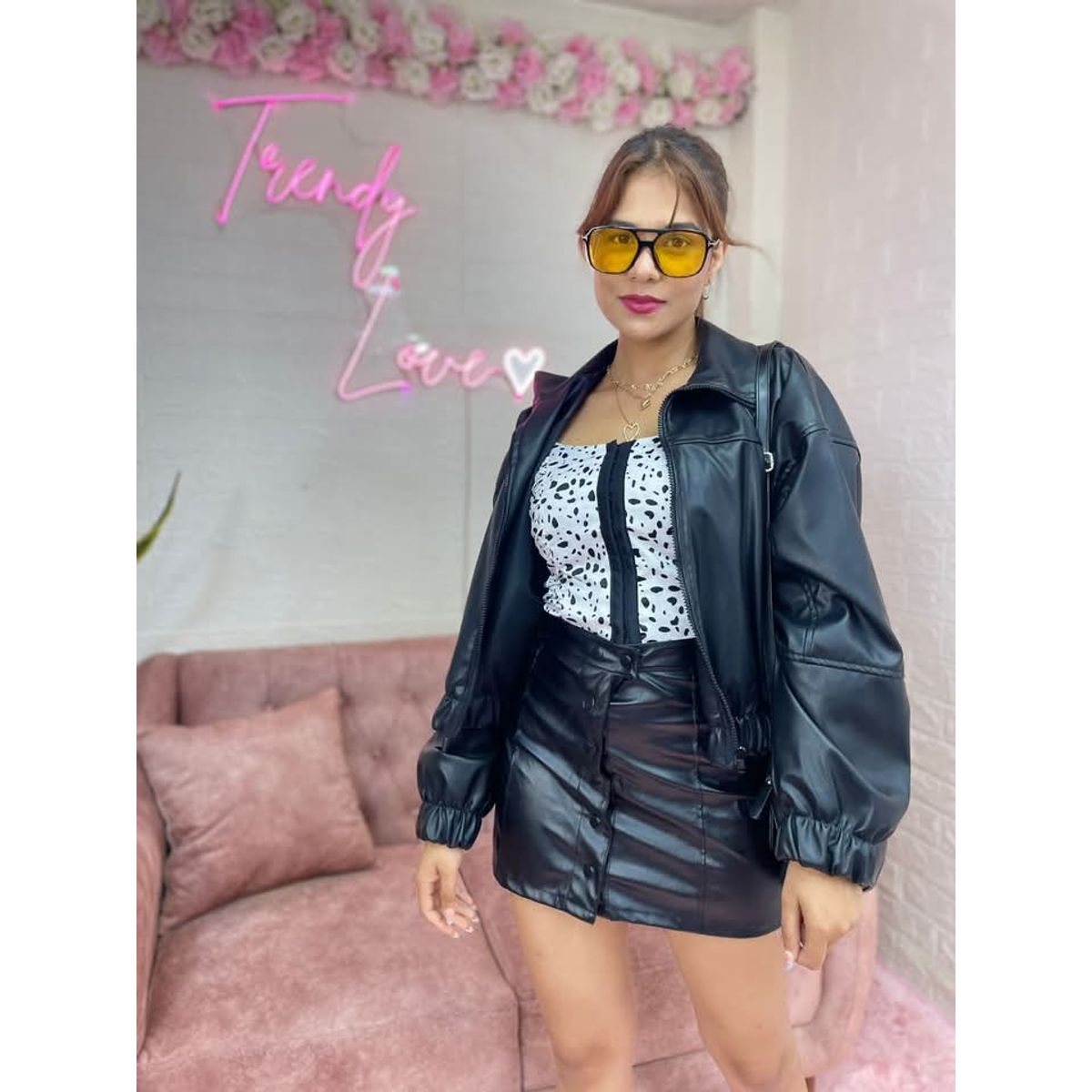 GENERICO - BOMBER JACKET OVERSIZE CUERINA PARA MUJER