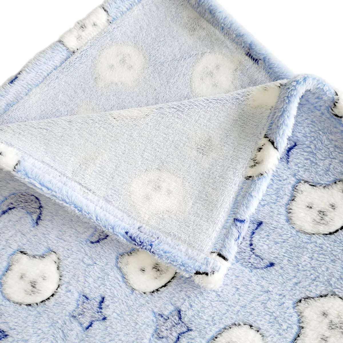 GENERICO - Manta Bebe Peluche Estampado - GATITOS CELESTE