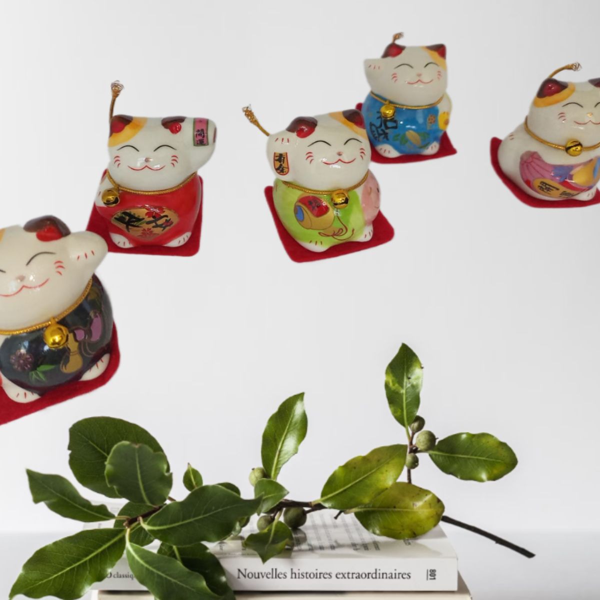 GENERICO - GATO CHINO 5 GATITOS ADORNOS DECORATIVOS