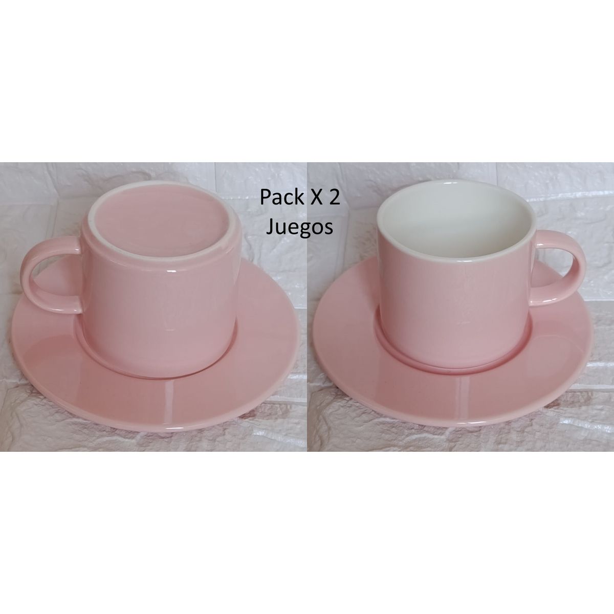 GENERICO - Pack x 2 Taza para Cafe Color Rosa de 200 ml