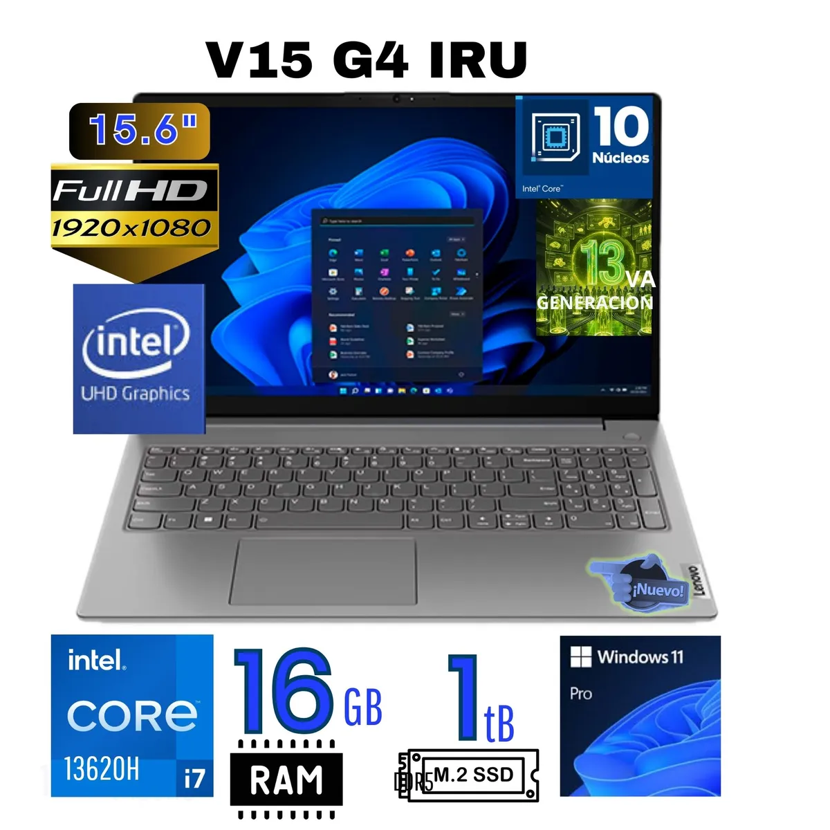 LENOVO - Laptop Lenovo,,intel Core i7 13va Gen, Ram 16GB, SSD 1TB .15.6 FHD,  (83A100VULM)