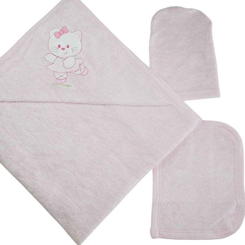 GENERICO - Toalla Bebé Felpa Suave - 3 pzas ROSADO