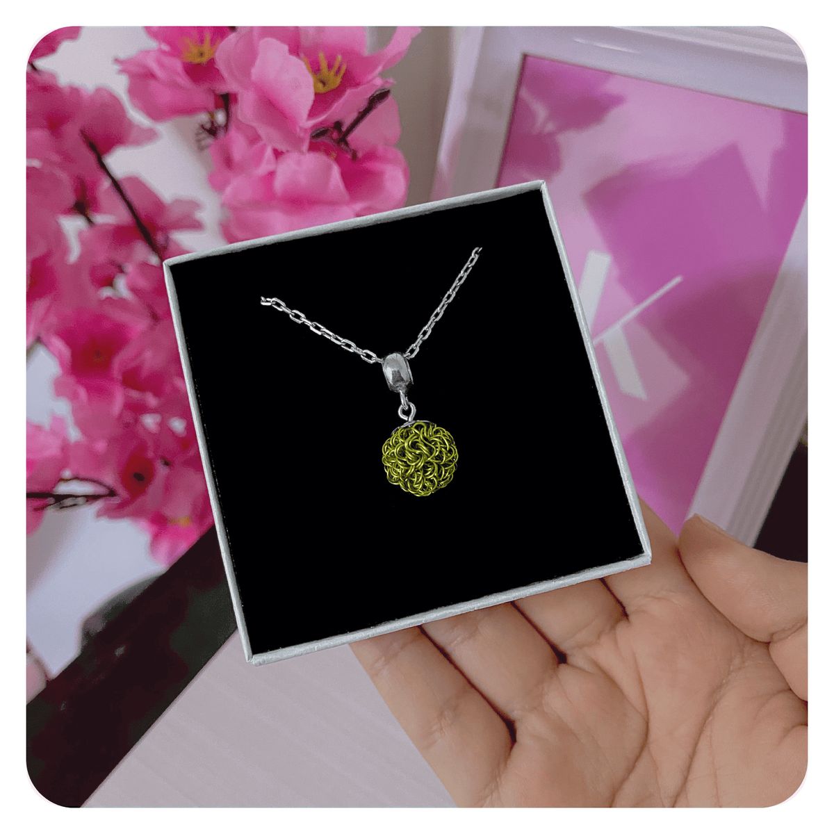 GENERICO - Collar Mujer Tejido Verde Metálico Regalo Novia Mamá Plata