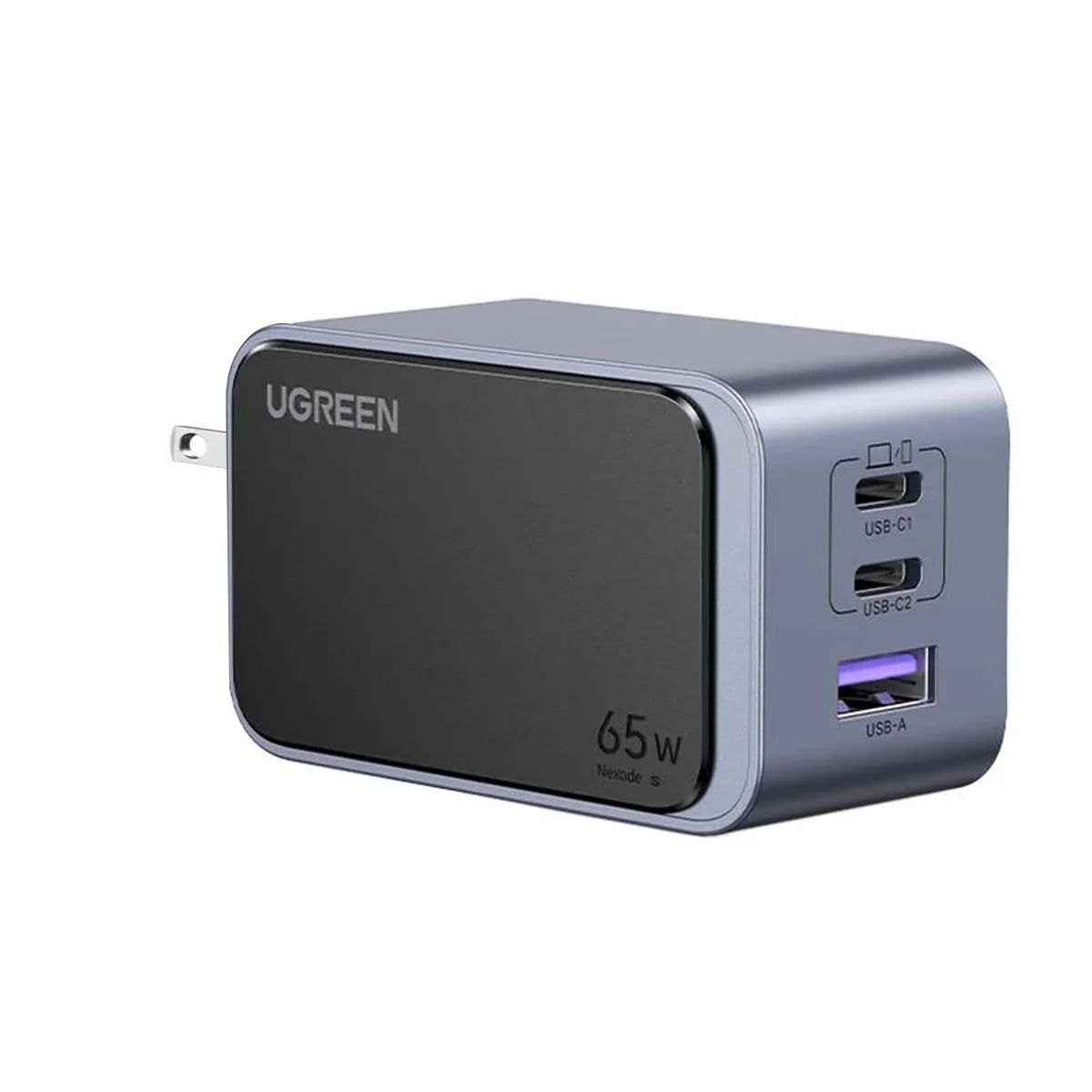UGREEN - Cargador Ugreen 65W 3 Puertos De Carga Rápida Usb A + 2 Usb C