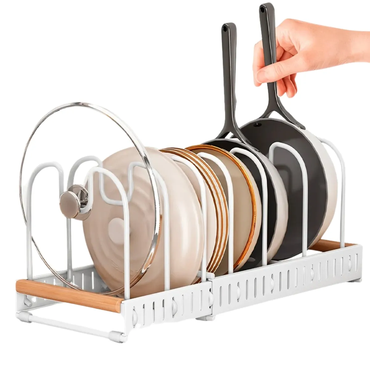 ELMEJORPRECIO - Organizador Extensible de Cocina para Ollas y Sartenes Blanco